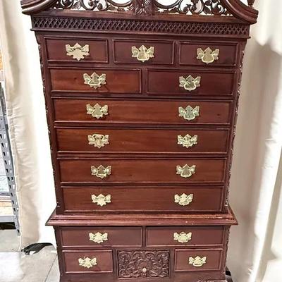 Antique Mahogany Chippendale Style High boy Dresser 