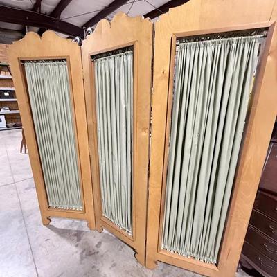 Vintage Maple And Fabric Room Divider 