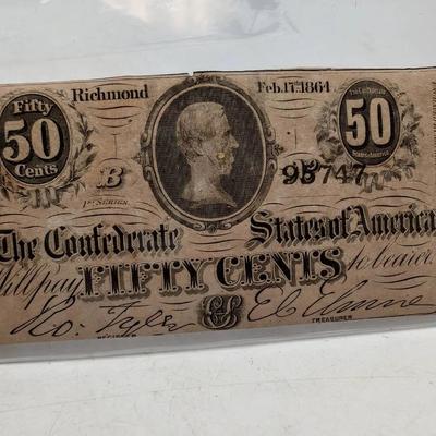 1864 Confederate 50 Cent Note... Uncirculated 