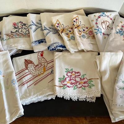 Embroidery Needlepoint Pillowcases 4 Pairs, 2 Singles & Napkins 
