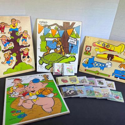 Playskool Puzzles Fairy Tales Turtle Rabbit & 3 Little Pigs, Mini Golden Books