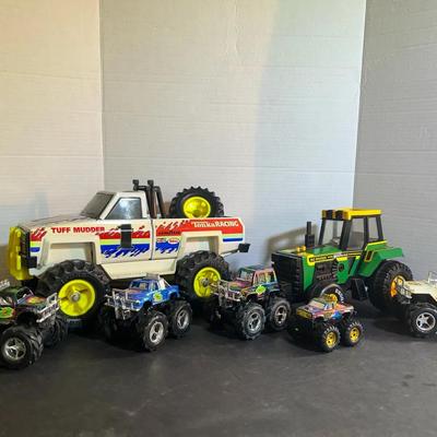 Tonka Mudder Metal Truck, Buddy L Workhorse Tractor, (4) Big Wheeler Pull Back Trucks