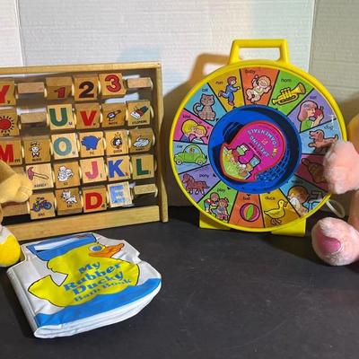 Fisher Price See & Say Spelling, Care Bears Cheer Bear, Turn A Tile Alphabet Wood Toy