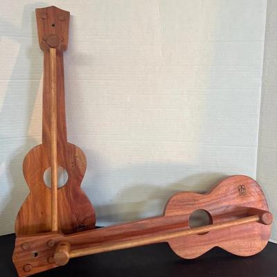 Hawaiian Towel Rack Ukulele Shape Kamari Wood Pair 
