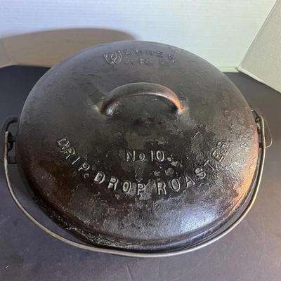 Wagnerware Cast Iron Dutch Oven Drip Drop Roaster w/ Handles & Lid #10