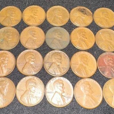 #10 (20) Lincoln Wheat Pennies- 1920s, 1940s, 1950s