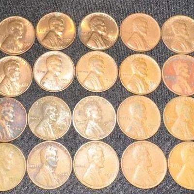 #3 (20) Lincoln Wheat Pennies- 1920s, 1930s, 1940s, 1950s