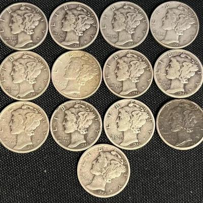Collection Of Mercury Dimes 1942-1944 (1.021 ozt) TOTAL