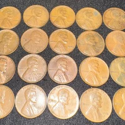 #12 (20) Lincoln Wheat Pennies- 1930s, 1940s, 1950s