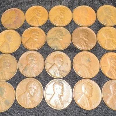 #6 (20) Lincoln Wheat Pennies- 1930s, 1940s, 1950s