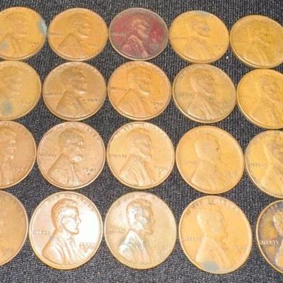 #8 (20) Lincoln Wheat Pennies- 1910s, 1940s, 1950s 