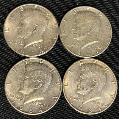 (4) 1964 Kennedy Half Dollars Approx (1.604 ozt) Total