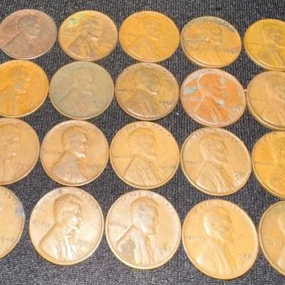 #9 (20) Lincoln Wheat Pennies- 1930s, 1940s, 1950s