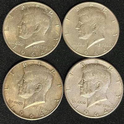 (4) 1964 Kennedy Half Dollars (silver) #4 Approx (1.601 ozt) 