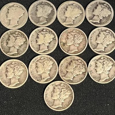 Collection Of 1917-1944 Mercury Dimes (1.064 ozt.) TOTAL