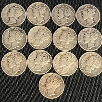 Collection Of Mercury Dimes 1936-1945 (1.022 ozt) 