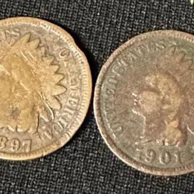 (2) Indian Head Pennies- 1897 And 1901
