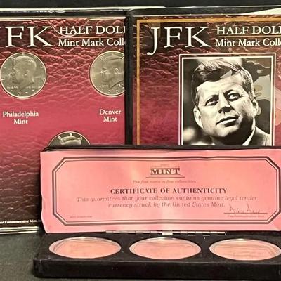 (2) JFK Mint Mark Collection, (3) Eisenhower Dollars In Case 