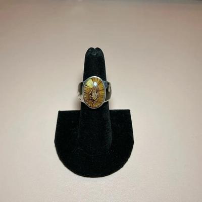 Murano Glass Flower 925 Cafe Ring 