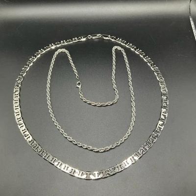 14K White Gold Plate Mariner And Rope Chains