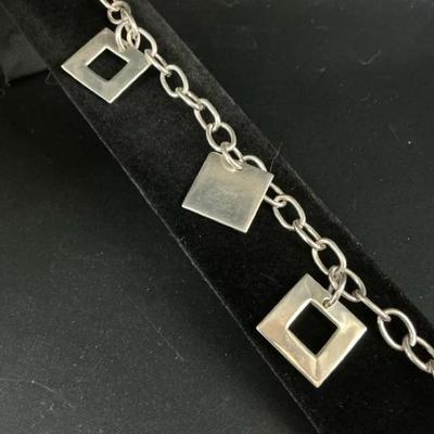 Sterling Square Charm Bracelet