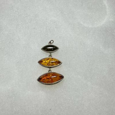 Amber Sterling Dangle Pendant