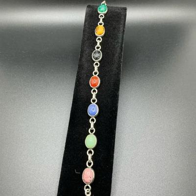 Sterling And Scarab Link Bracelet VTG