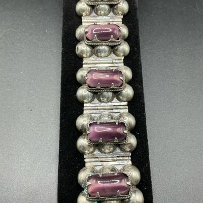 Sterling And Purple Glass Bracelet Mexico 