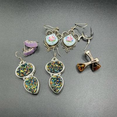 925 Pretty Earrings Lot Of 5