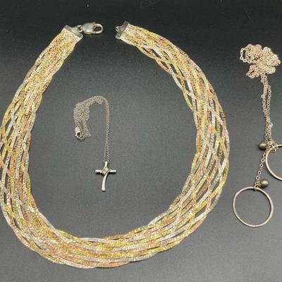 925 Silver Tricolor Braided Choker And Friends