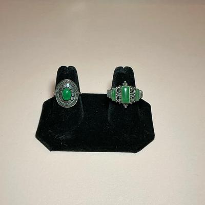 Green Natural Stone 925 Rings