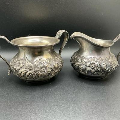 S Kirk & Son Sterling Creamer And Sugar Bowl