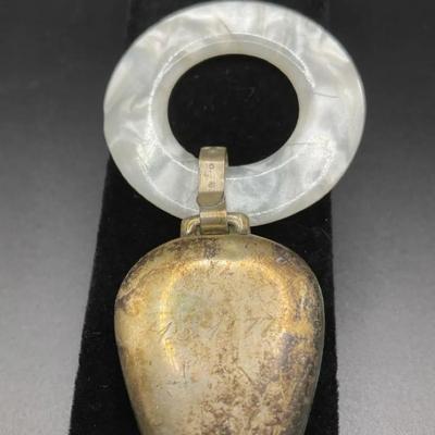 Reed & Barton Sterling And Mother Of Pearl Baby Rattle