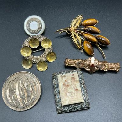 Gold Tone Sterling Pins Lot Of 6