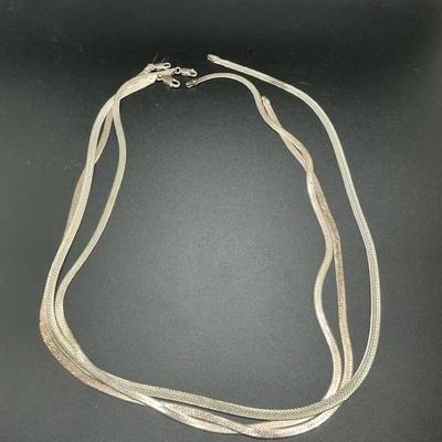 Italy 925 Herringbone Necklaces Trio