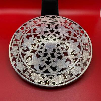 Webster Sterling Silver Overlay And Glass Trivet