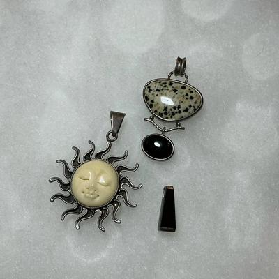 Bone Sun & Natural Stone Pendants