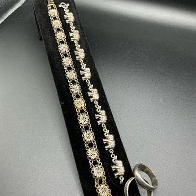 Marching Elephants And Filigree Flowers Bracelets
