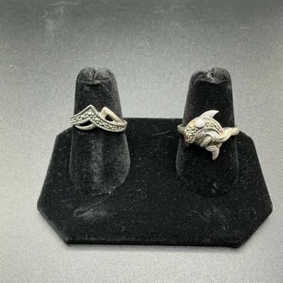 925 Marcasite Rings Pair