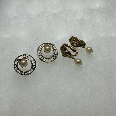 12k GF Faux Pearl Earrings