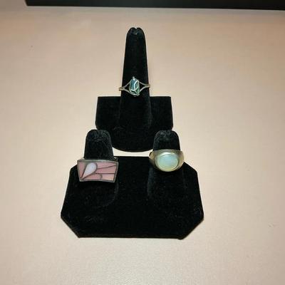 Mother Of Pearl & Abalone 925 Rings