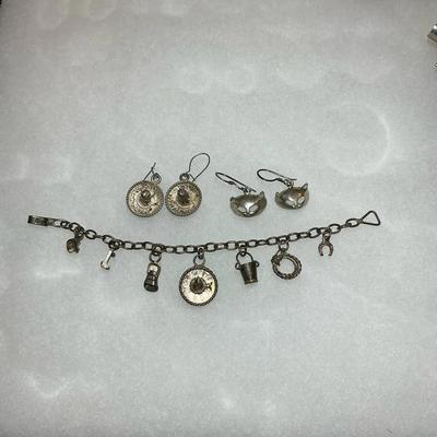 925 Charm Bracelet & Earrings