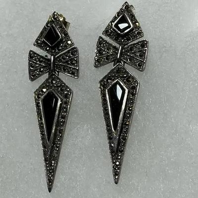 Art Deco Black Stone Earrings