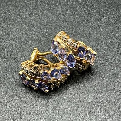 14K Tanzanite And Diamond Earrings