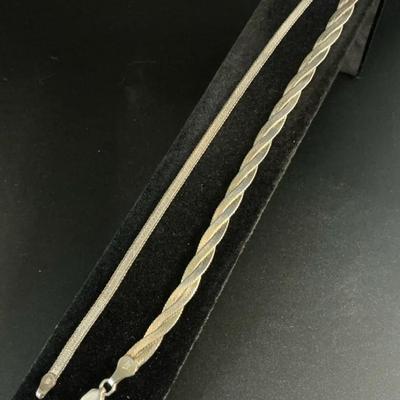 Italy 925 Braided And Single Strand Herringbone Bracelets