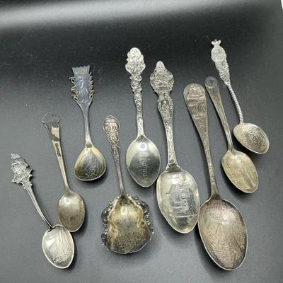 Sterling Collectible Spoons Lot Of 9