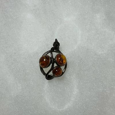 Sterling Amber Bubble Pendant