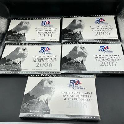 US Mint 50 State Quarters Silver Proof Set 2004-2008
