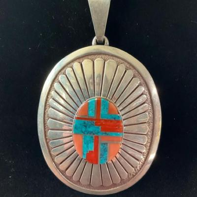 Sunburst Navajo Turquoise And Sterling Necklace By Tommy Jackson 