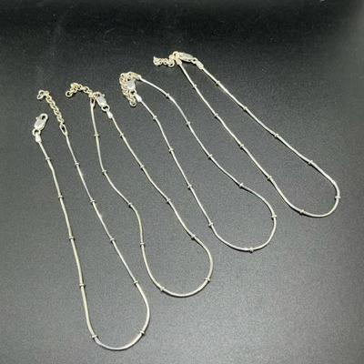 Italian 925 Silver Adjustable Length Anklets Lot Of 4